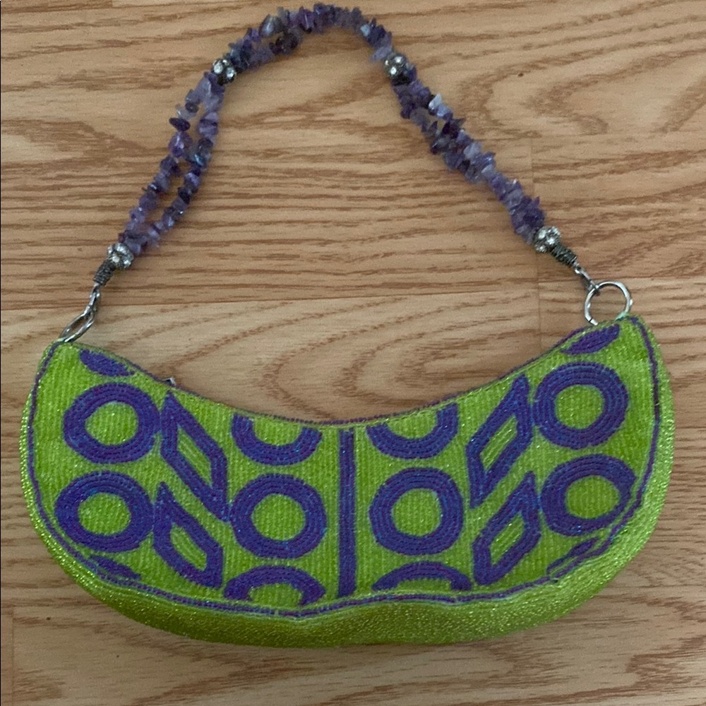 Green and Purple Beaded Clutch